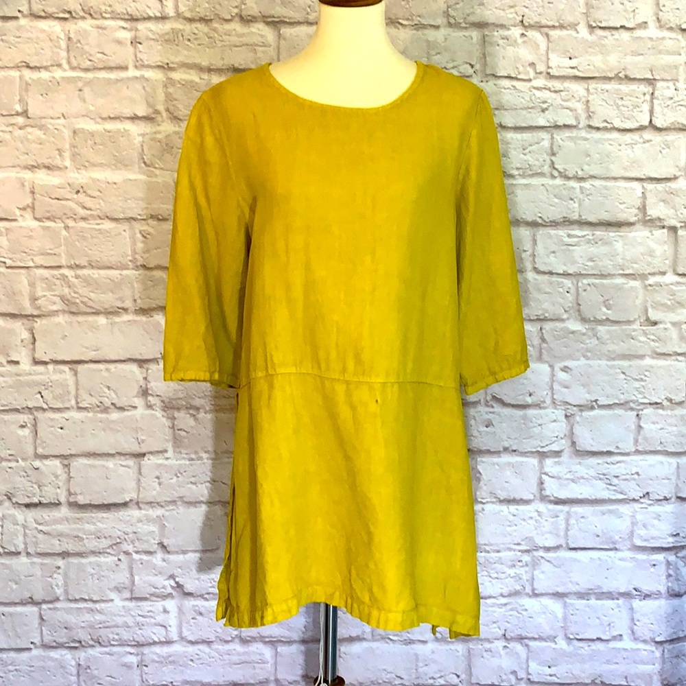 Bryn Walker Chartreuse/avocado Linen tunic size medium